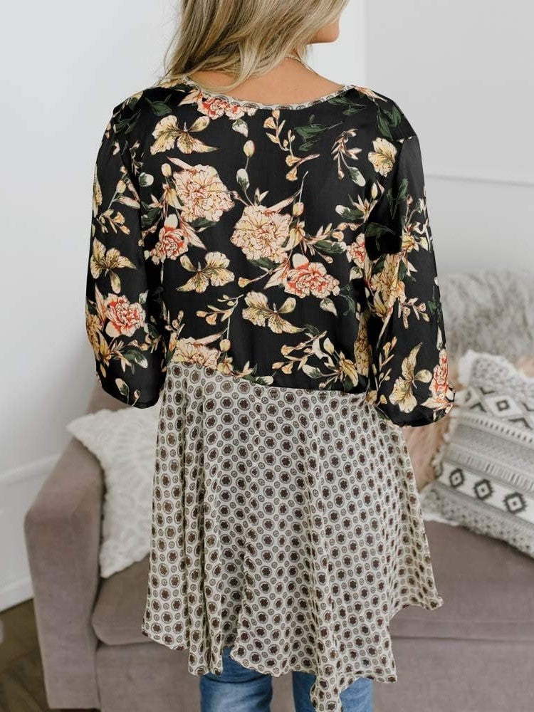 🌸Women's Floral Kimono Ruffle Sleeve Tie Cardigans Flowy Boho Loose Cover Ups