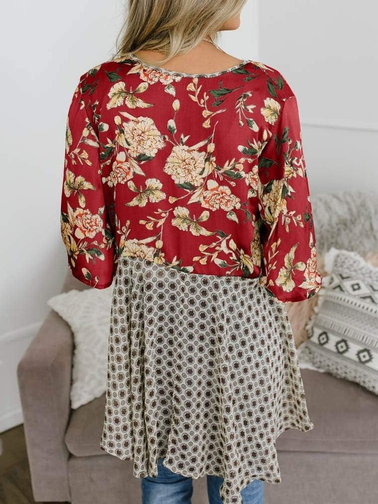 🌸Women's Floral Kimono Ruffle Sleeve Tie Cardigans Flowy Boho Loose Cover Ups