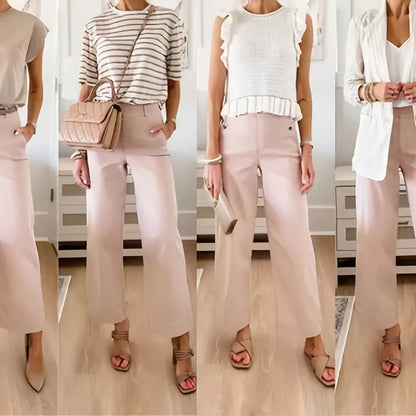 💥2025 HOT SALE💕Stretch Twill Cropped Wide Leg Pants