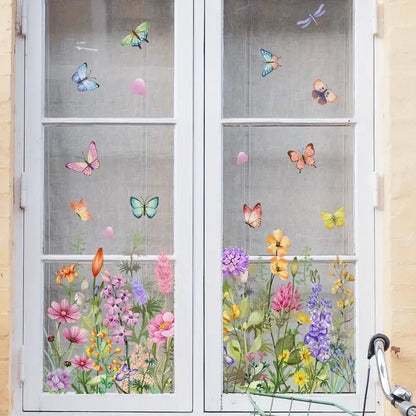 💐💞Colorful Floral Bouquet Window Sticker🖼️(Cut to size freely)