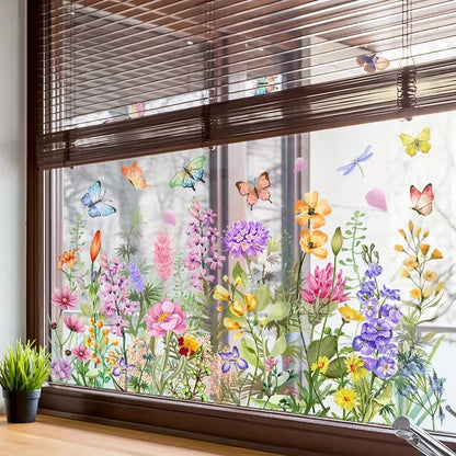 💐💞Colorful Floral Bouquet Window Sticker🖼️(Cut to size freely)