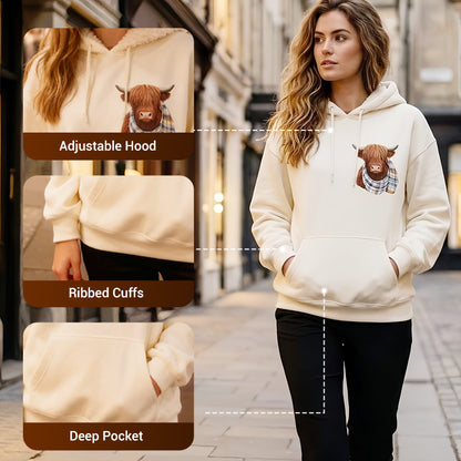 💖Cute Highland Cow Cozy Fleece-Lined Hooded Sweatshirt