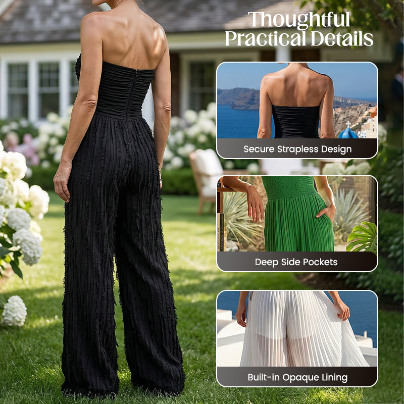⏳LAST DAY SALE 49% OFF💕Strapless Crinkle Wide-Leg Jumpsuit