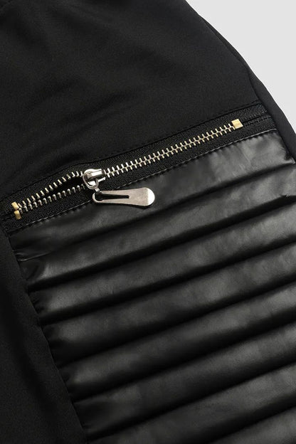🌿Faux Leather Pants With Contrasting Trim And Zipper