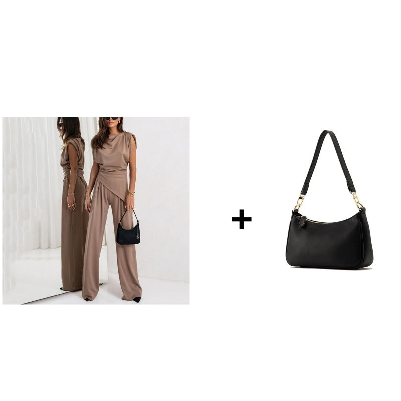 Women’s Elegant Solid Color Two-Piece Set