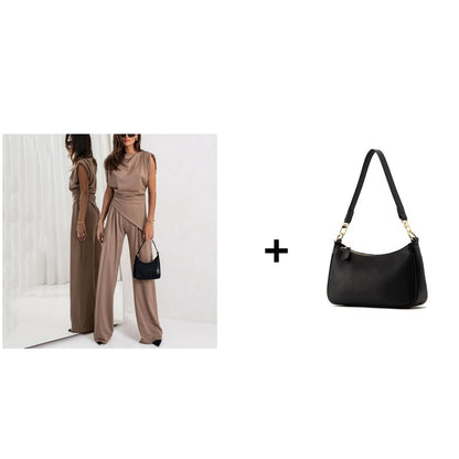 Women’s Elegant Solid Color Two-Piece Set