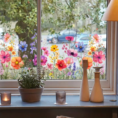 💐💞Colorful Floral Bouquet Window Sticker🖼️(Cut to size freely)