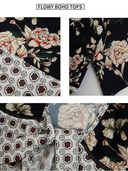 🌸Women's Floral Kimono Ruffle Sleeve Tie Cardigans Flowy Boho Loose Cover Ups