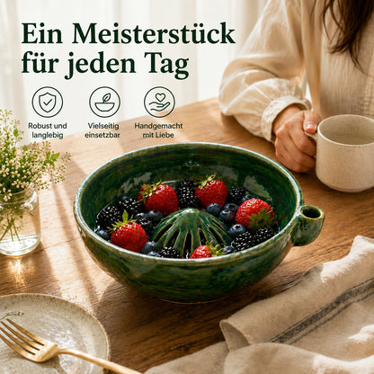 The original, handcrafted bowl with a swirling berry design – twisted, functional ceramic art