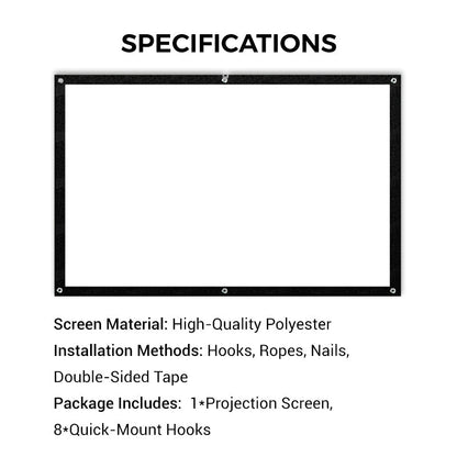 🥳2026 HOT SALE🥳💞50K+ SOLD!✨ High Definition Projection Screen - 120-inch Diagonal with Matte White Surface for Crystal Clear Home Cinema Experience 🎬🌟