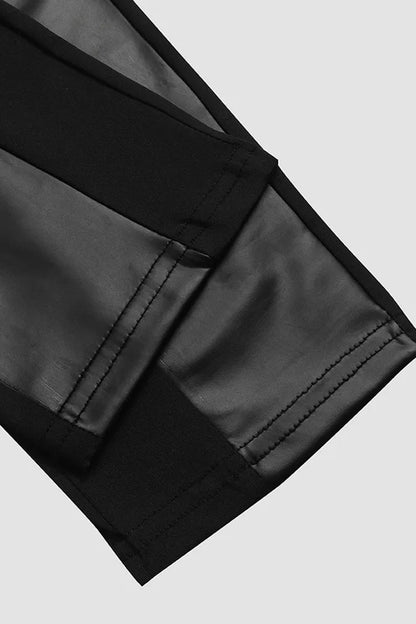 🌿Faux Leather Pants With Contrasting Trim And Zipper