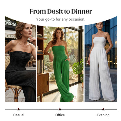 ⏳LAST DAY SALE 49% OFF💕Strapless Crinkle Wide-Leg Jumpsuit