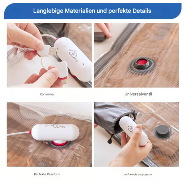 🔥Pack of 6 Compression Bags for USB Electric Vacuum Cleaner - Save Space, Travel Light!