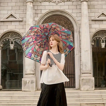 🔥Hot Sale 49% OFF💦 -Vintage Stained Glass Automatic Umbrella