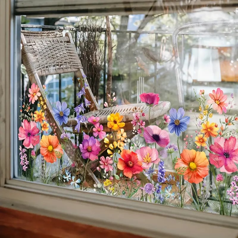 💐💞Colorful Floral Bouquet Window Sticker🖼️(Cut to size freely)