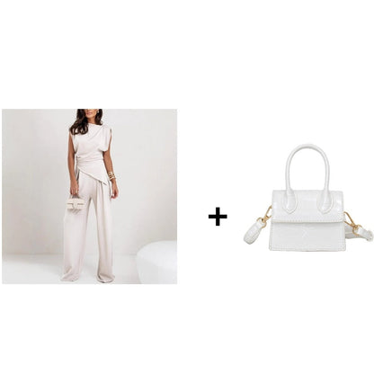 Women’s Elegant Solid Color Two-Piece Set