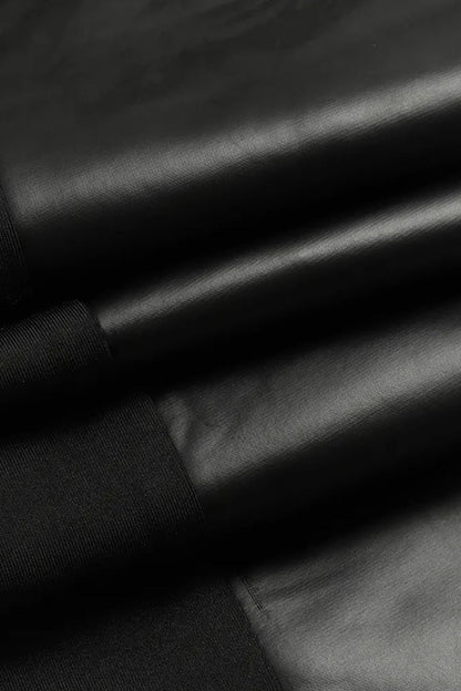 🌿Faux Leather Pants With Contrasting Trim And Zipper