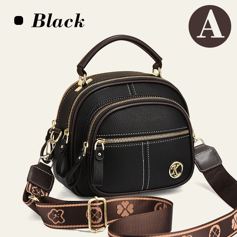 ✨Classic Multifunctional Compartments Adjustable Wide Shoulder Strap PU Leather Crossbody Bag
