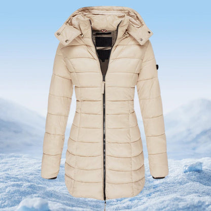 🔥HOT SALE 49% OFF✨Winter women's mid-length padded jacket warm solid color hooded jacket