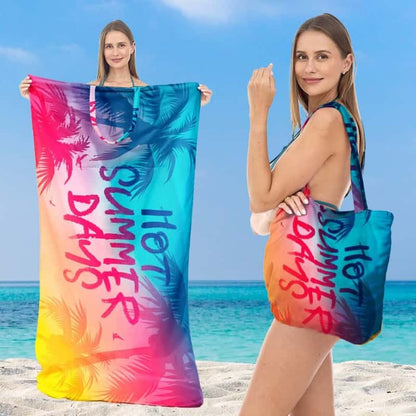 2-in-1 Convertible Beach Towel & Drawstring Backpack