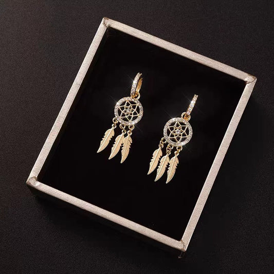 💥Hot Sale✨Dreamcatcher Crystal Charm Earrings