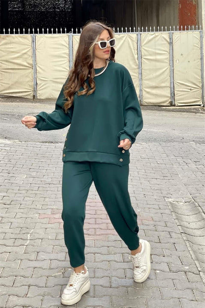 💕HOT SALE 49% OFF💕Women’s Trendy Solid Color Two-Piece Set Top & Pants