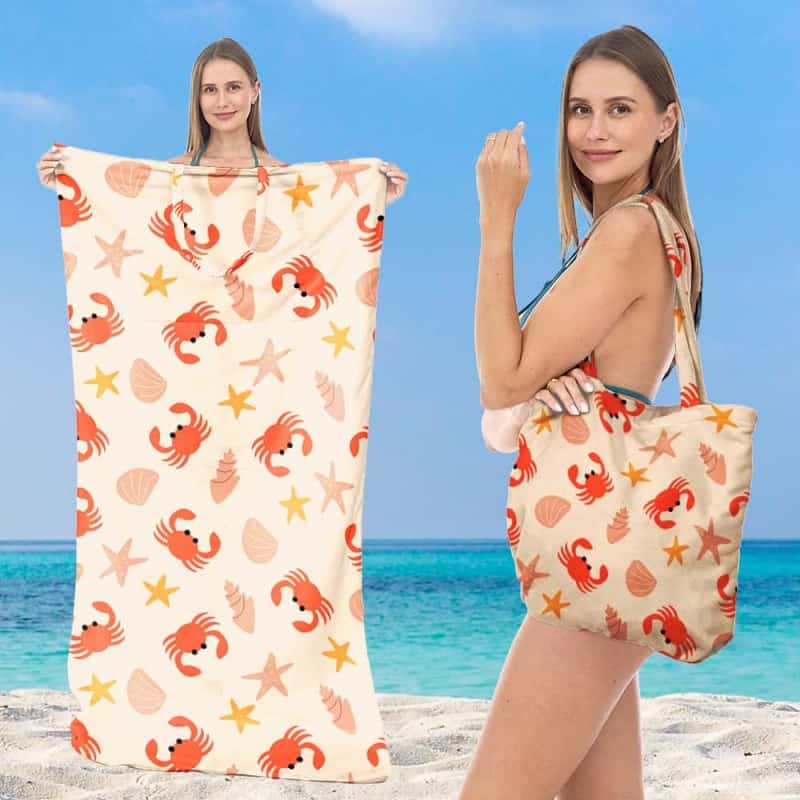 2-in-1 Convertible Beach Towel & Drawstring Backpack