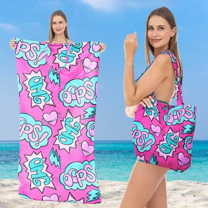2-in-1 Convertible Beach Towel & Drawstring Backpack