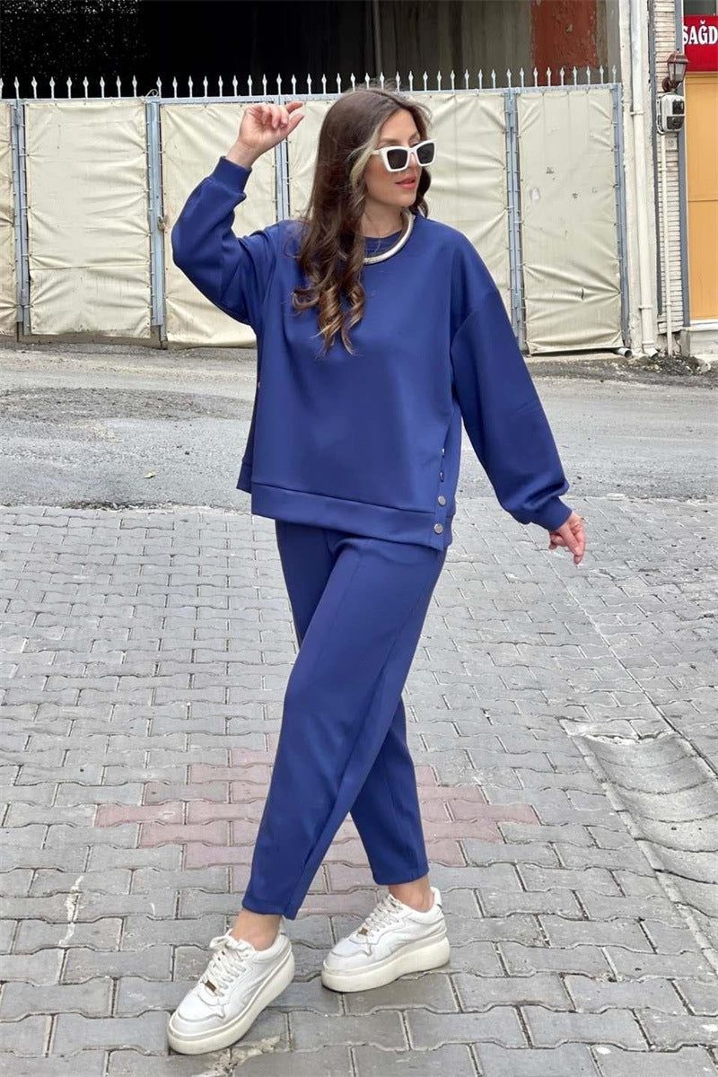 💕HOT SALE 49% OFF💕Women’s Trendy Solid Color Two-Piece Set Top & Pants