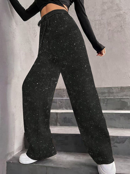 📢📢50 % OFF !!🎅Women's Sequin Sparkle Wide Leg Pants with Elastic Waistband