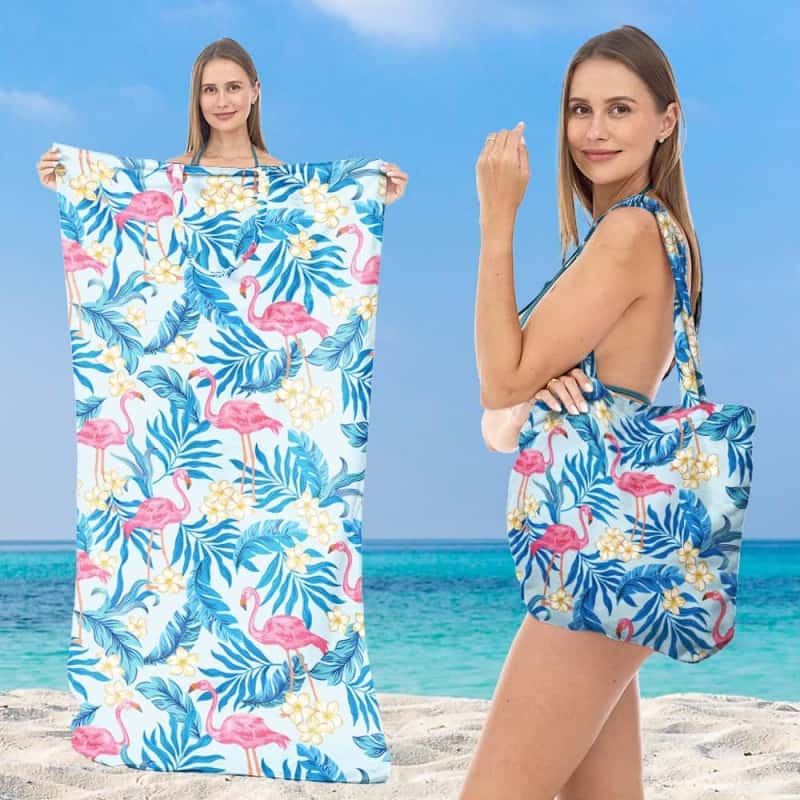2-in-1 Convertible Beach Towel & Drawstring Backpack