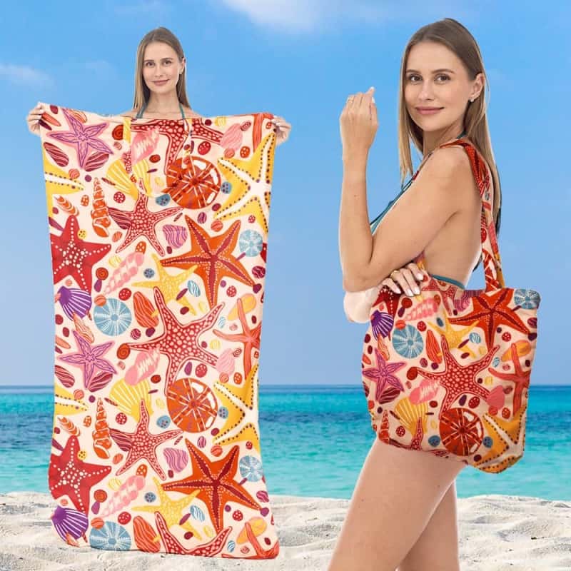 2-in-1 Convertible Beach Towel & Drawstring Backpack
