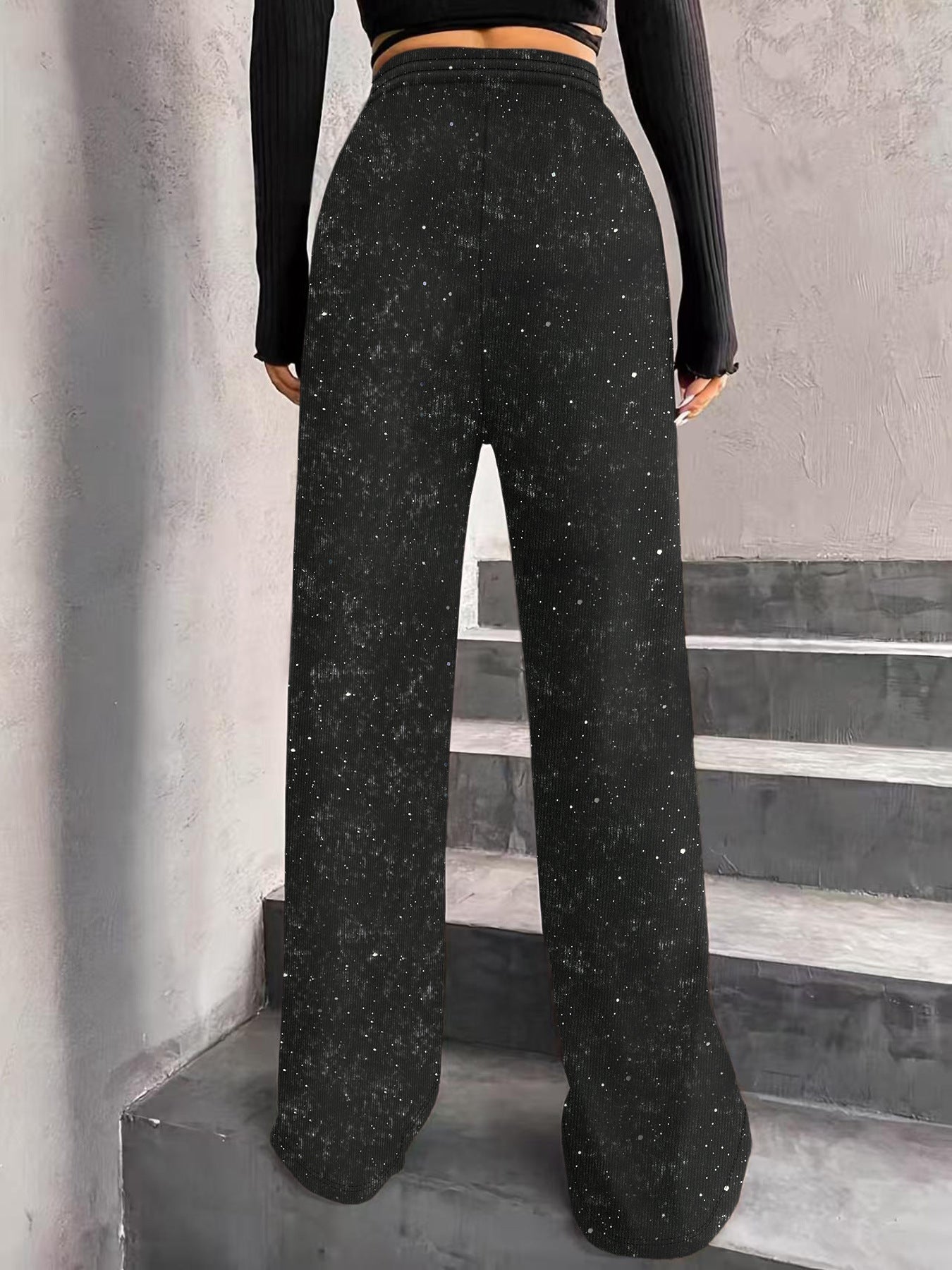 📢📢50 % OFF !!🎅Women's Sequin Sparkle Wide Leg Pants with Elastic Waistband