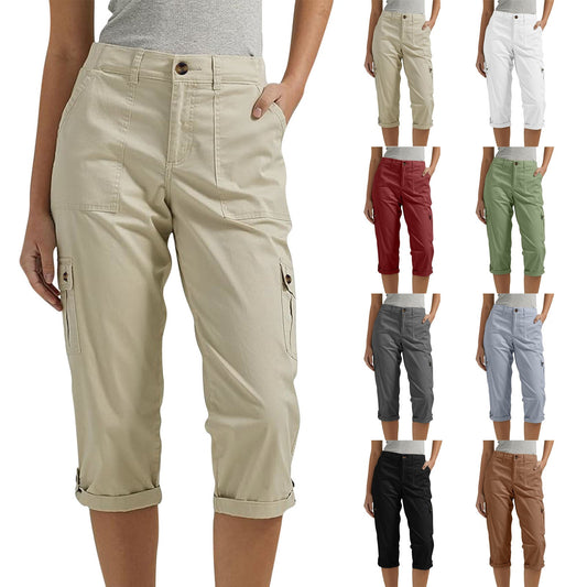 🍃Multi-Pocket Solid Color Casual Cargo Capri Pants