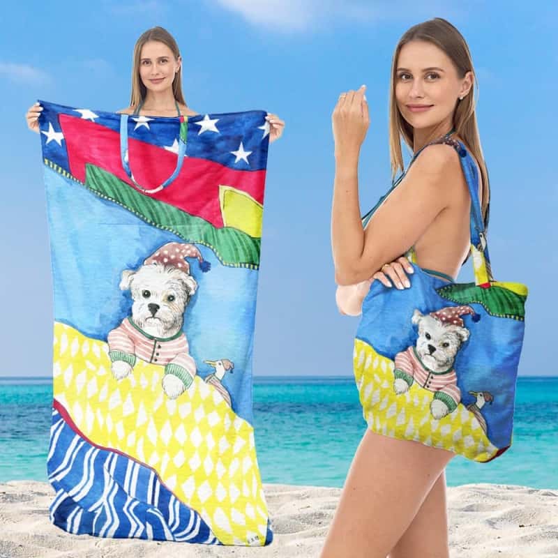 2-in-1 Convertible Beach Towel & Drawstring Backpack