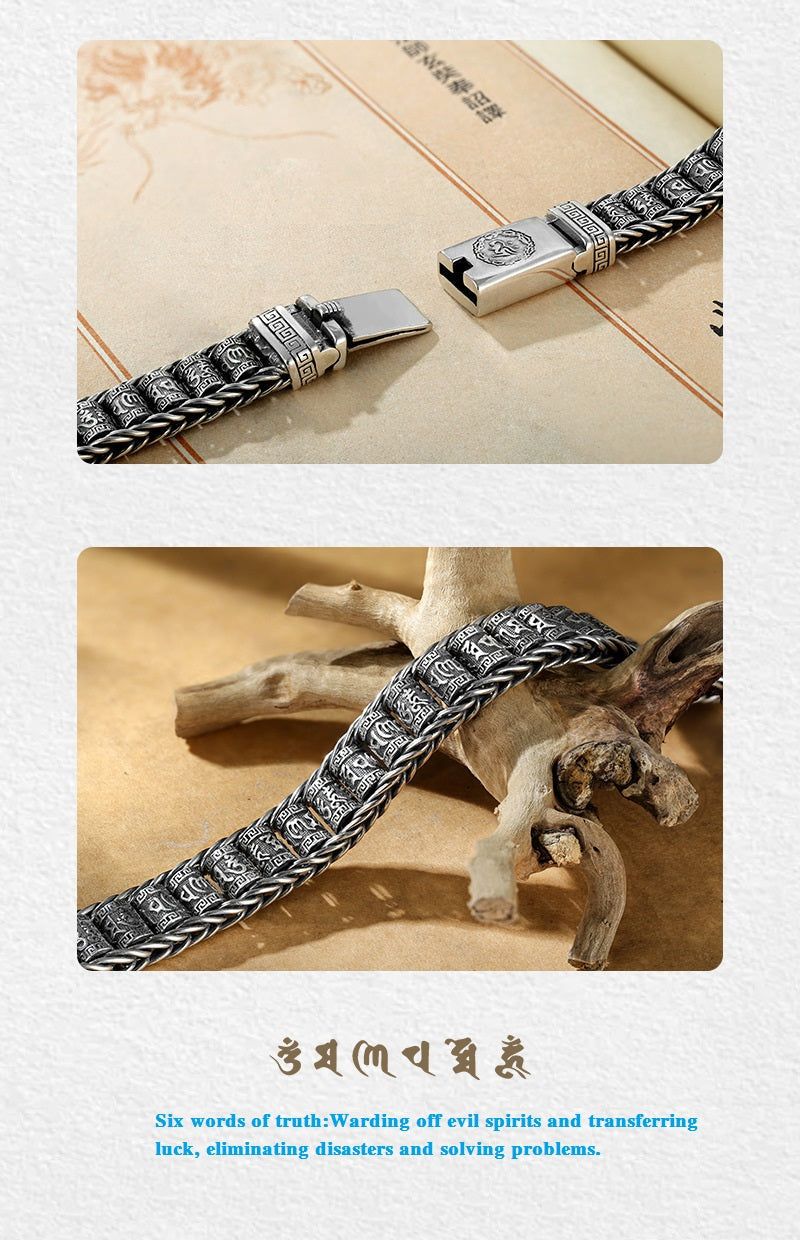 🙏 Lucky Prayer & Protection | Tibetan Wheel Bracelet in 925 Silver | Daily Wear Charm 🔮【60% OFF】