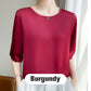 🔥Promotion - 49% discount💥Women's Round Neck 3/4 Sleeve Smooth Breathable Blouse