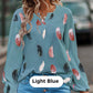 🪶Women's V-Neck Feather Printed Long Sleeve Loose Shirt💕