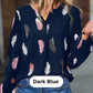 🪶Women's V-Neck Feather Printed Long Sleeve Loose Shirt💕