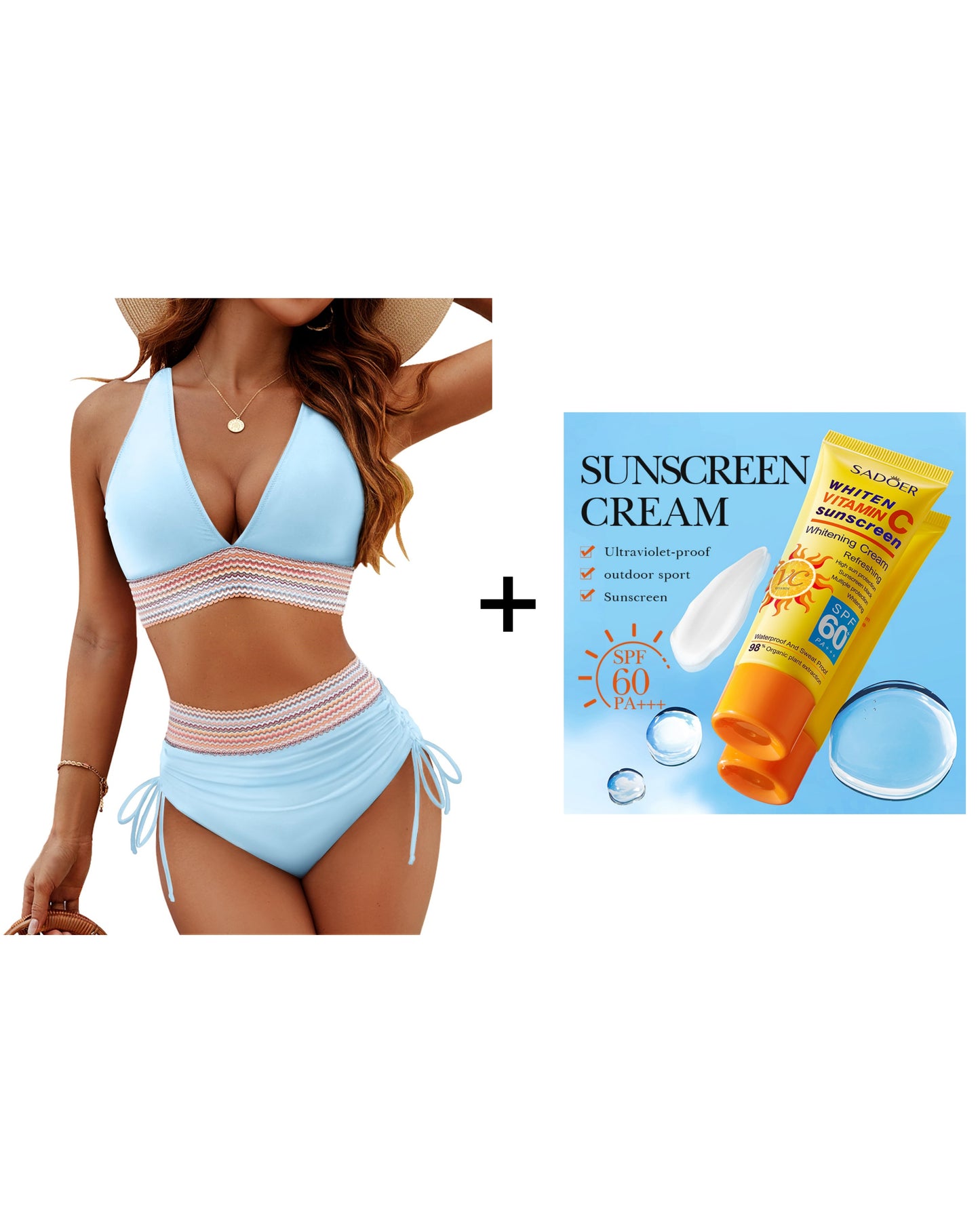 💃Vacation Sale 49% OFF💃High Waisted Tummy Control Color Block Bikini Sets