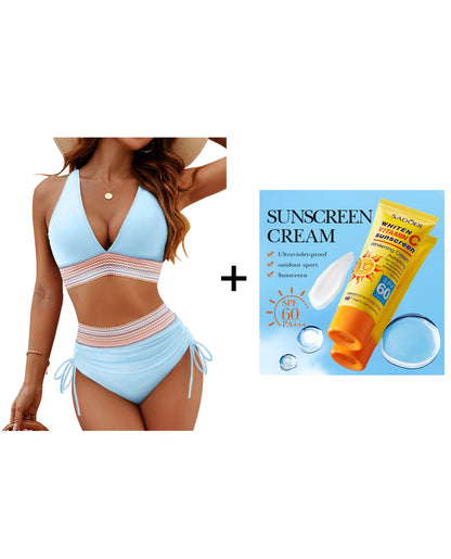 💃Vacation Sale 49% OFF💃High Waisted Tummy Control Color Block Bikini Sets