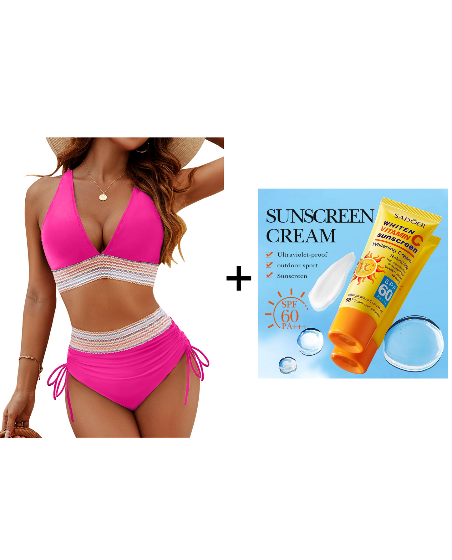 💃Vacation Sale 49% OFF💃High Waisted Tummy Control Color Block Bikini Sets