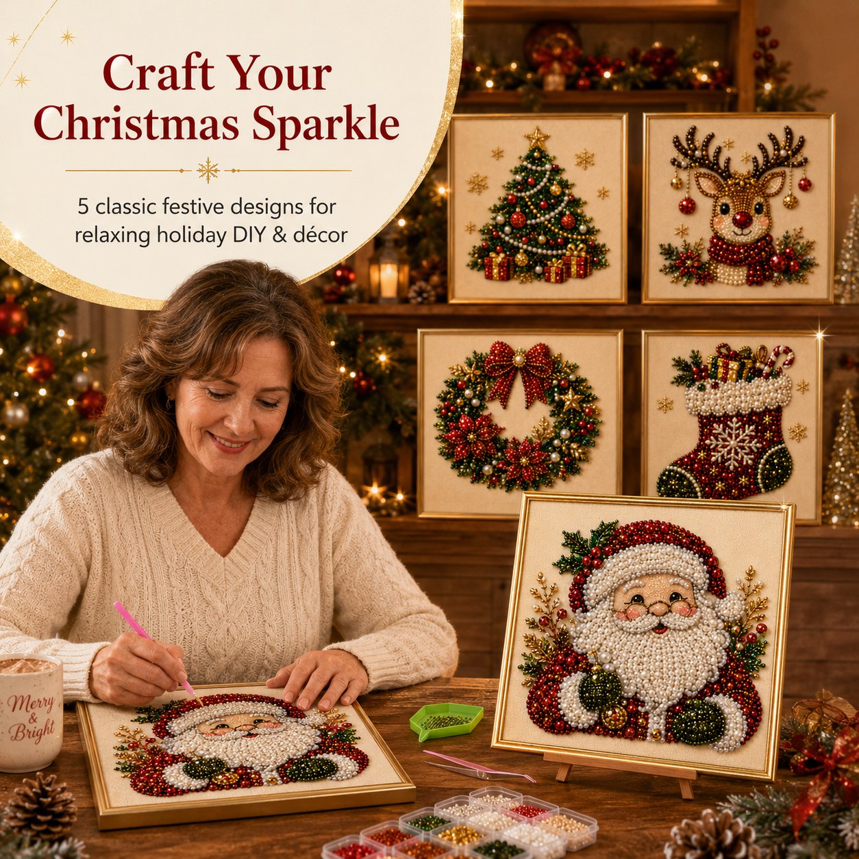 🎨💎DIY Christmas Pearl Diamond Painting Art Kit
