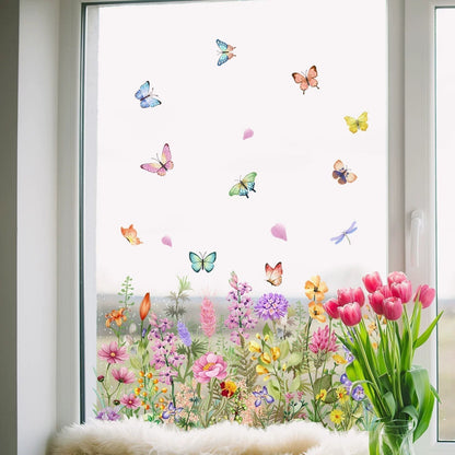 💐💞Colorful Floral Bouquet Window Sticker🖼️(Cut to size freely)