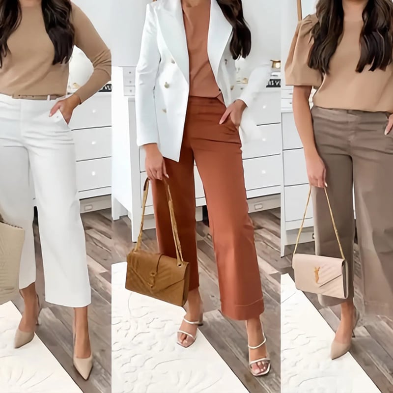 💥2025 HOT SALE💕Stretch Twill Cropped Wide Leg Pants