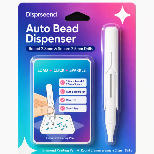 💎 Automatic Diamond Painting Bead Dispenser Pen & Tray Set