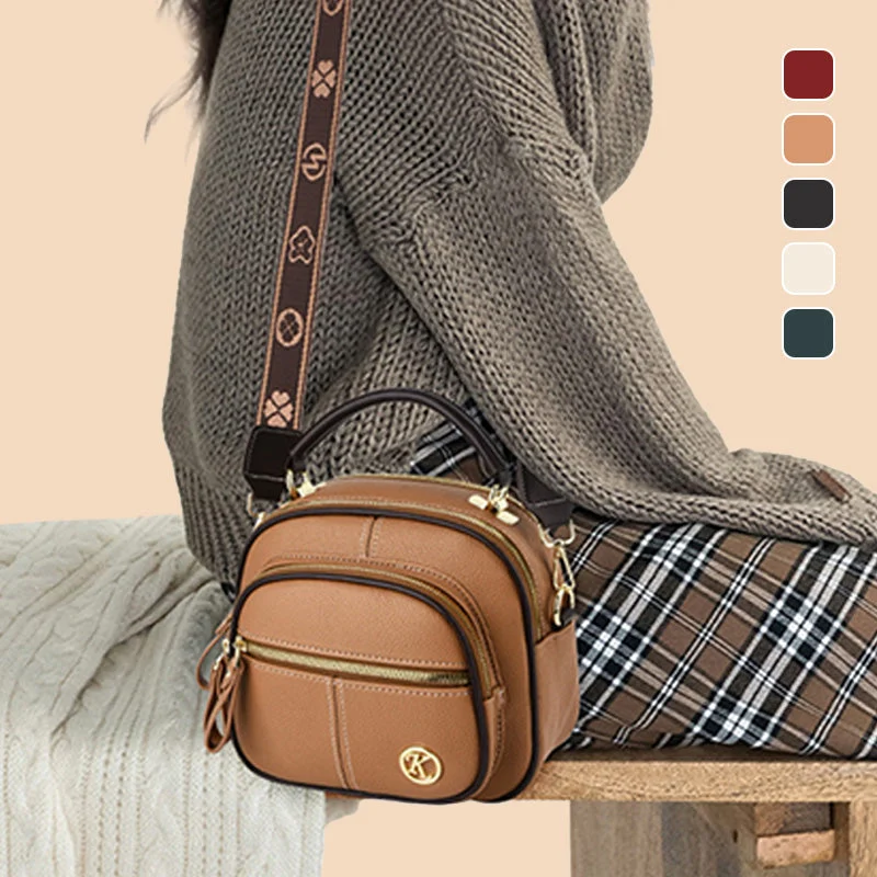 ✨Classic Multifunctional Compartments Adjustable Wide Shoulder Strap PU Leather Crossbody Bag
