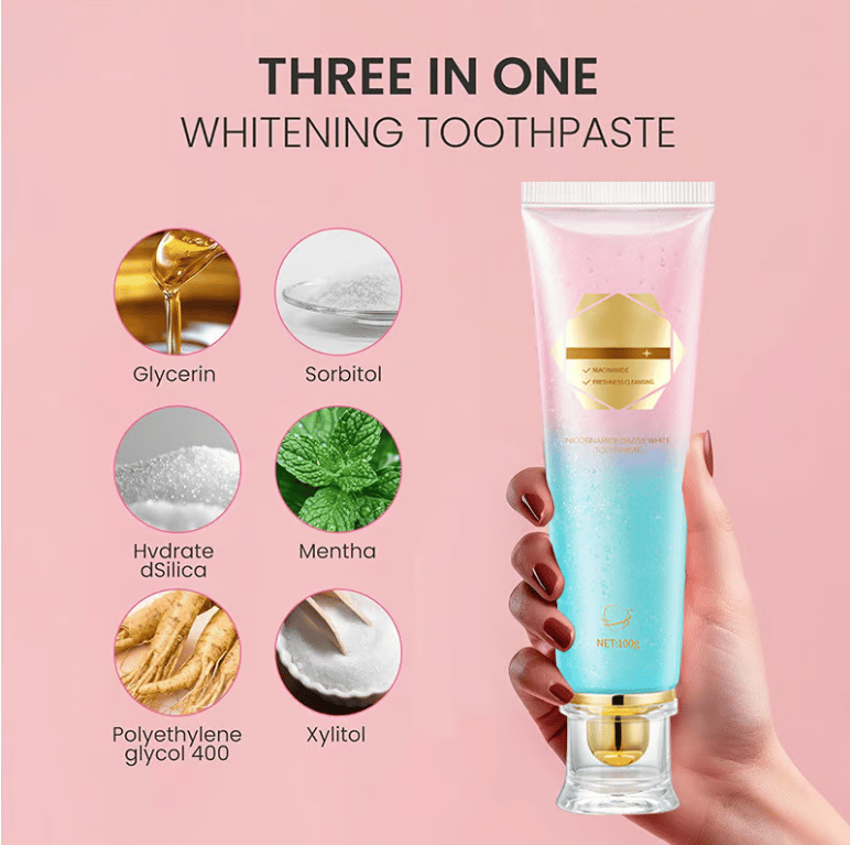 💖Niacinamide Whitening Toothpaste🦷Pearly White Teeth Revealed🦷Your Smile's New Secret Weapon!