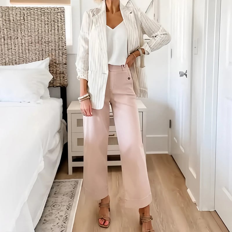 💥2025 HOT SALE💕Stretch Twill Cropped Wide Leg Pants