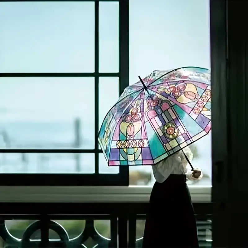 🔥Hot Sale 49% OFF💦 -Vintage Stained Glass Automatic Umbrella
